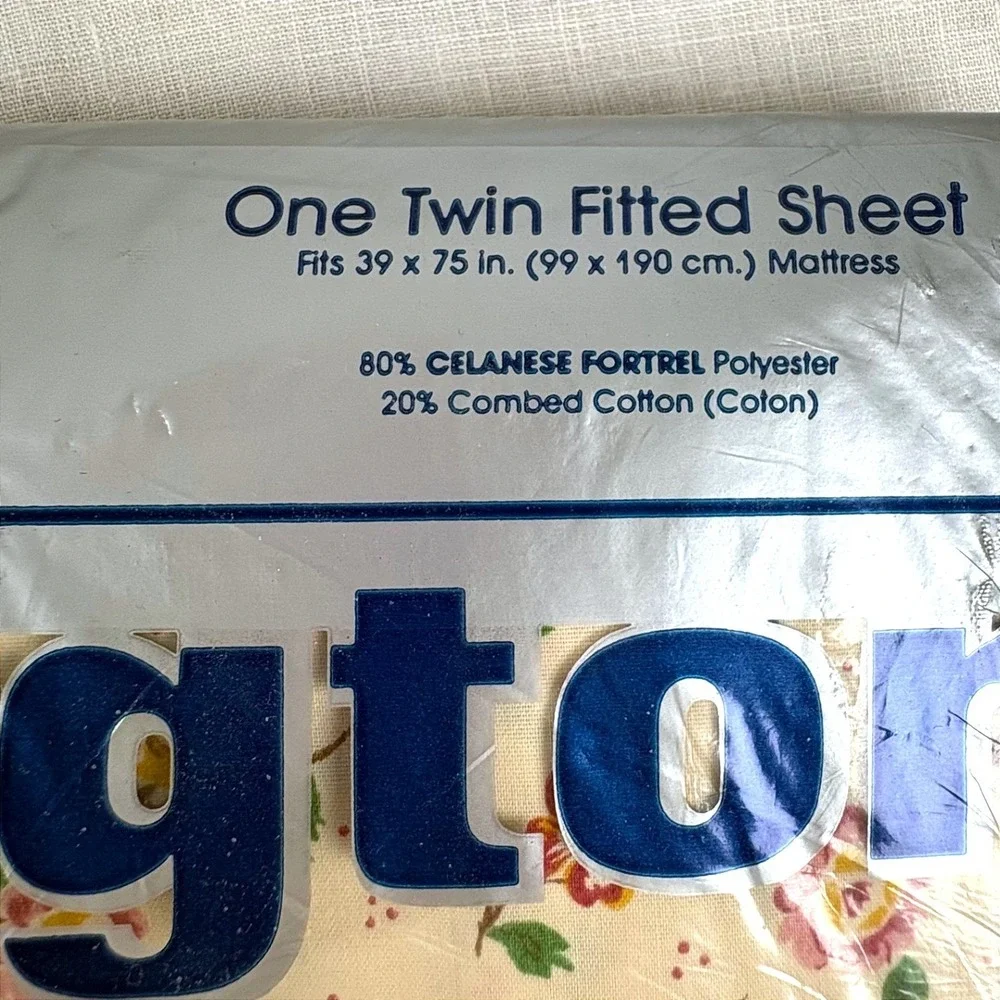 Vintage Burlington Caress Twin Sheet Set Floral Butterfly Scalloped New NOS